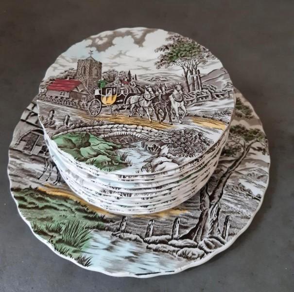 Gebaksset, Myott "Royal Mail" 13 delig, Huis en Inrichting, Keuken | Servies, Zo goed als nieuw, Compleet servies, Overige stijlen