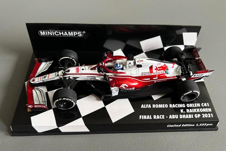 Kimi Raikkonen Final race Abu Dhabi GP 2021, Minichamps 1:43, Verzamelen, Automerken, Motoren en Formule 1, Nieuw, Formule 1, Ophalen of Verzenden