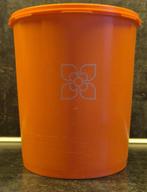 Tupperware trommel met sterdeksel Oranje met bloem..., Ophalen of Verzenden, Zo goed als nieuw, Oranje, Bus of Trommel