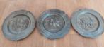 3 tinnen bordjes, Antiek en Kunst, Antiek | Tin, Ophalen of Verzenden