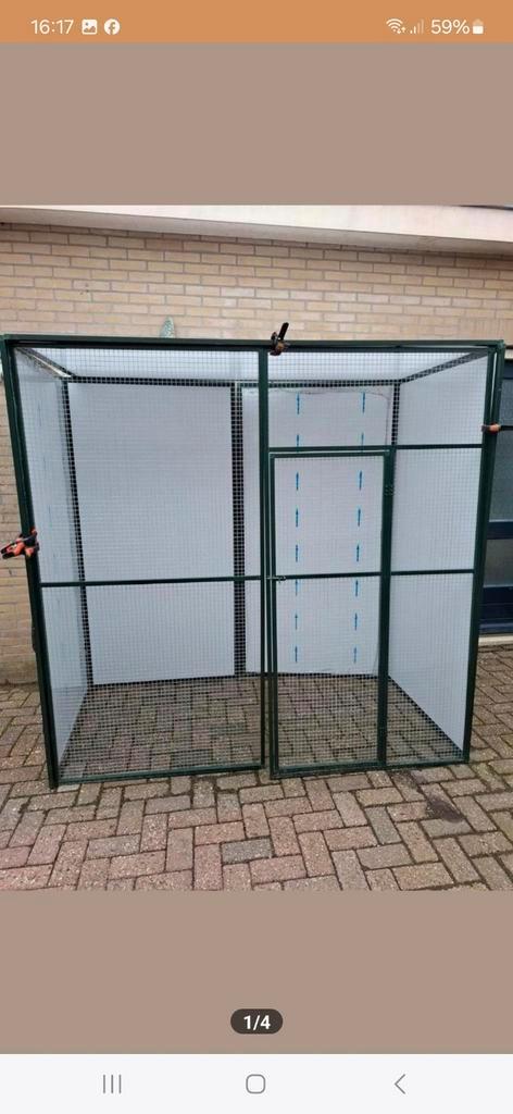 Groene aluminium voliere, Dieren en Toebehoren, Vogels | Hokken en Kooien, Volière, Aluminium, Ophalen