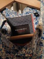 Blauw gebloemd overhemd maat 43, Ophalen of Verzenden, Zo goed als nieuw, Blauw, Halswijdte 43/44 (XL)