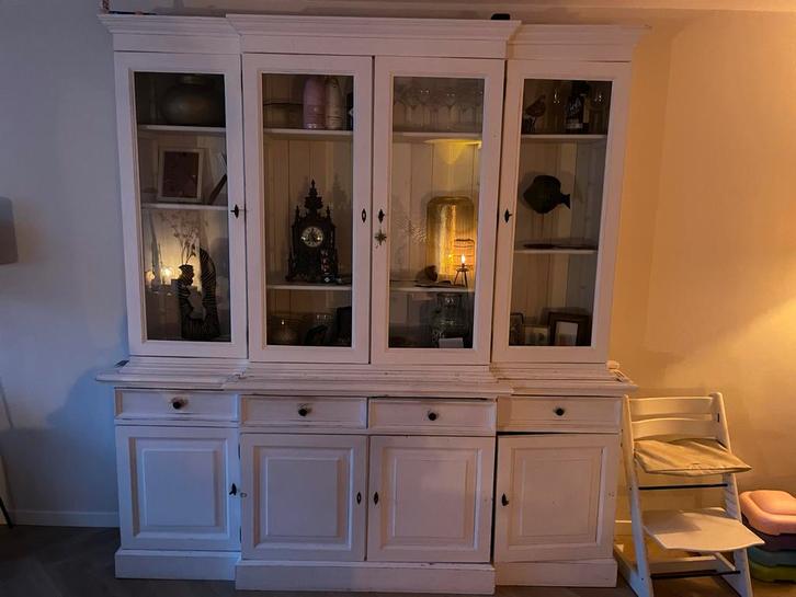 Mooie vitrinekast, Huis en Inrichting, Kasten | Buffetkasten, Gebruikt, 200 cm of meer, 25 tot 50 cm, Met deur(en), Overige houtsoorten