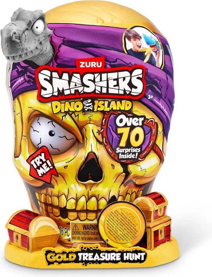 Smashers Dino Island Reuzenschedel Goud Grijze Dino van ZURU, Kinderen en Baby's, Speelgoed | Buiten | Actiespeelgoed, Nieuw, Verzenden