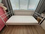 Bed metaal wit 90x200 incl matras, Ophalen, 85 tot 100 cm, Zo goed als nieuw, Matras