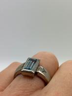 Z625 Prachtige zilveren ring aquamarijn maat 19, Sieraden, Tassen en Uiterlijk, Ringen, 19 tot 20, Ophalen of Verzenden, X, Met edelsteen