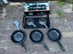 Gourmetset 2p met drie pannetjes, 2 branders en 1 doofdop, Ophalen, Gebruikt, Minder dan 4 personen