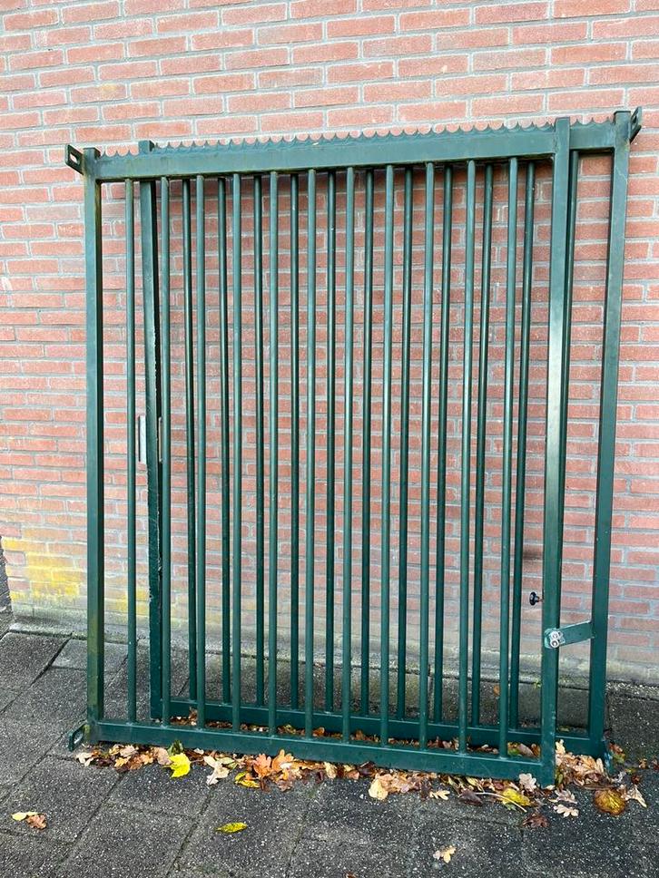 Stalen hekwerk dubbele poort, Tuin en Terras, Tuinhekken en Hekwerk, Zo goed als nieuw, Sierhekwerk, IJzer, Ophalen