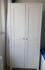 Mooie massief houten kledingkast van Flexa, white wash, Ophalen, Gebruikt, 100 tot 150 cm, Met hangruimte