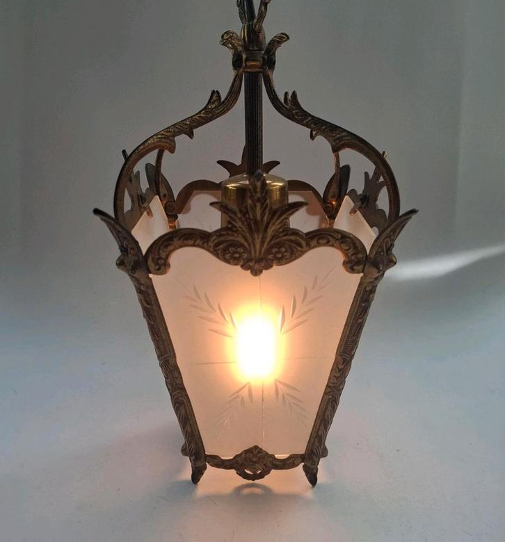 Vintage Messing "Lantaarn" Hanglamp, Huis en Inrichting, Lampen | Hanglampen, Minder dan 50 cm, Ophalen of Verzenden