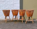 Vintage bamboe bloempot op pootjes. €30 voor 1 bloempot., Tuin en Terras, Bloempotten, Gebruikt, Rond, Tuin, Aardewerk