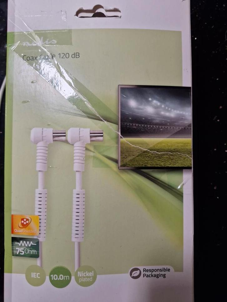 Coax Kabel 10m - Nieuw, Audio, Tv en Foto, Audiokabels en Televisiekabels, Nieuw, Coaxiale kabel, 10 meter of meer, Ophalen of Verzenden