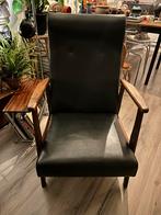 Vintage Scandinavisch zwarte jaren 70 fauteuil, Huis en Inrichting, Fauteuils, Minder dan 75 cm, Gebruikt, 50 tot 75 cm, Ophalen
