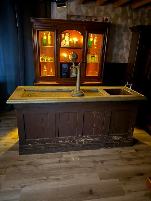 Brocante antieke franse bar barset zink tapkraan sober, Huis en Inrichting, Barren, Zo goed als nieuw, Ophalen of Verzenden