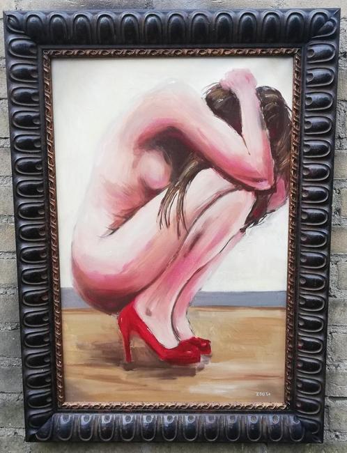 Andreas Zeug, Hidden. Olie/doek. 53/73 cm. Certificaat., Antiek en Kunst, Kunst | Schilderijen | Klassiek, Ophalen