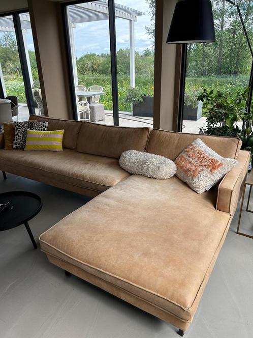 Design hoekbank Slimm soepel leer van Loods 5, Huis en Inrichting, Banken | Sofa's en Chaises Longues, Zo goed als nieuw, Vierpersoons of meer
