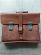 Vintage cognac bruine lederen schooltas in goede conditie, Bruin, Aktetas of Boekentas, Zo goed als nieuw, 40 tot 50 cm