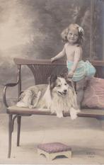Knap meisje lang haar. Schotse Collie. Leuke oude AK. 1912, Verzenden, Voor 1920, Gelopen, Kinderen
