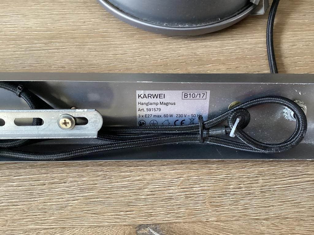 Karwei Industriële hanglamp Magnus voor 3 lichtbronnen, Ophalen, Gebruikt, 50 tot 75 cm, Metaal