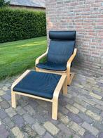 Poang ikea fauteuil en voetenbank, Huis en Inrichting, Fauteuils, Ophalen, Gebruikt, Leer, 50 tot 75 cm