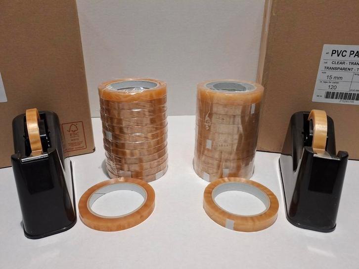 PVC plakband origineel 12 en 15 mm transparante tape, Zakelijke goederen, Kantoor en Winkelinrichting | Kantoorartikelen, Nieuw in verpakking