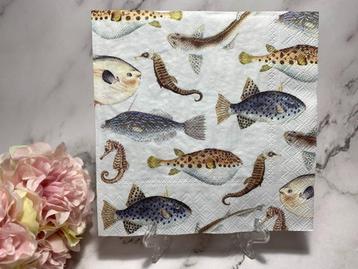 Knutsel servetten vissen zeepaardje decoupage nr 621   beschikbaar voor biedingen