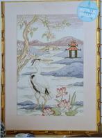 Kraanvogel aan Japans meer borduurpatroon, Hobby en Vrije tijd, Borduren en Borduurmachines, Nieuw, Handborduren, Patroon, Ophalen