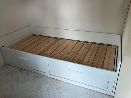 Ikea brimnes bed, Huis en Inrichting, Slaapkamer | Bedden, Zo goed als nieuw, Eenpersoons, 80 cm, 200 cm, Hout, Wit, Ophalen