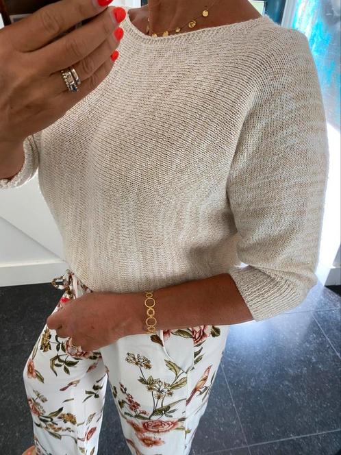 Amélie&Amélie, prachtig beige/goud lurextruitje, maat S/M, Kleding | Dames, Truien en Vesten, Zo goed als nieuw, Maat 38/40 (M)