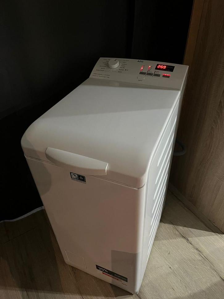Nette kortgebruikte AEG bovenlader, Witgoed en Apparatuur, Wasmachines, Zo goed als nieuw, Bovenlader, 6 tot 8 kg, 85 tot 90 cm