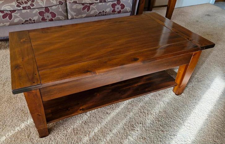 Houten Salontafel met Opbergruimte, Huis en Inrichting, Tafels | Salontafels, Gebruikt, Minder dan 50 cm, 50 tot 100 cm, 100 tot 150 cm