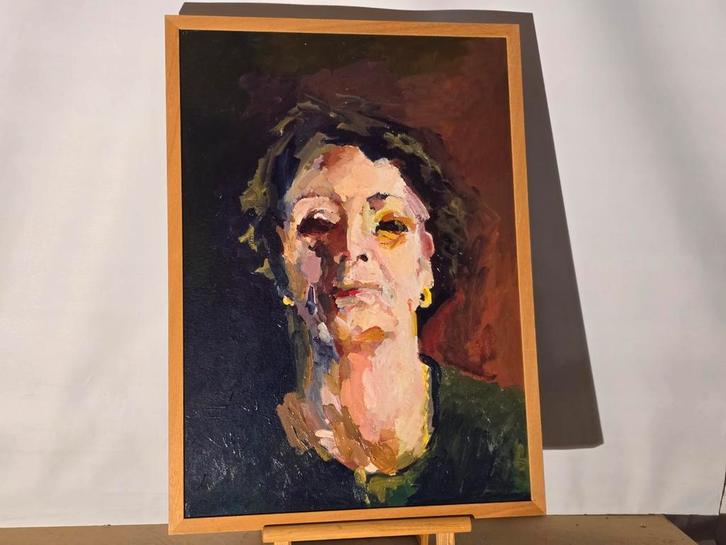 Olieverf Portret Ingelijst, Antiek en Kunst, Kunst | Schilderijen | Klassiek, Ophalen of Verzenden