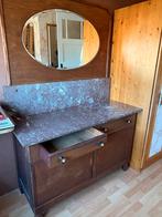 Vintage dressoir met marmeren blad en facet geslepen spiegel, Antiek en Kunst, Antiek | Meubels | Kasten, Ophalen