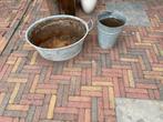 Zinken teil en hoge pot, Tuin en Terras, Ophalen, Zo goed als nieuw, Tuin, 60 tot 100 cm
