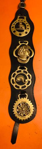 Paarden messing op leer, Antiek en Kunst, Ophalen of Verzenden