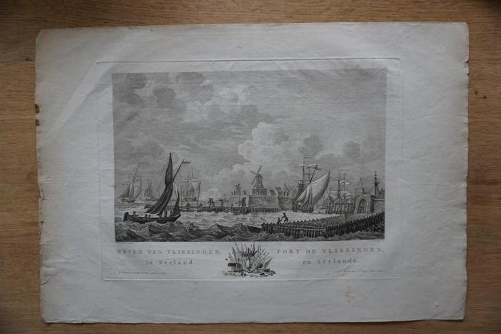 Gravure/ets Haven van Vlissingen, in Zeeland 1783, Antiek en Kunst, Kunst | Etsen en Gravures, Ophalen of Verzenden
