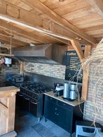 Zwart/Eikenhouten kast met marmeren blad en koffiebord, Ophalen, 100 tot 150 cm, Zo goed als nieuw, Eikenhout