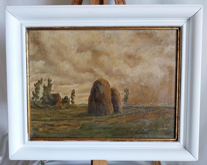 Oud schilderij - Hooimijt - 1930, Antiek en Kunst, Kunst | Schilderijen | Klassiek, Ophalen of Verzenden