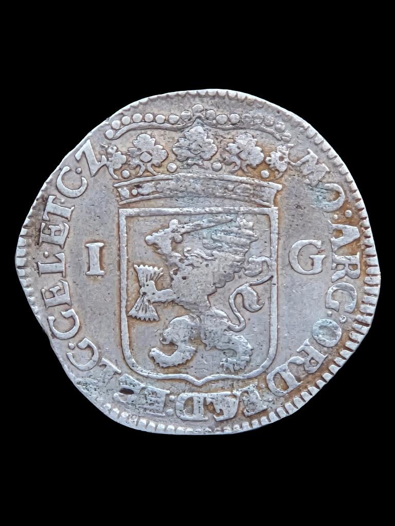 1 Gulden Gelderland 1706, Postzegels en Munten, Munten | Nederland, 1 gulden, Vóór koninkrijk, Zilver, Ophalen of Verzenden