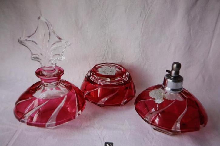 Antiek Val St Lambert Art Deco kaptafel set c 1930, Antiek en Kunst, Antiek | Glas en Kristal, Ophalen of Verzenden