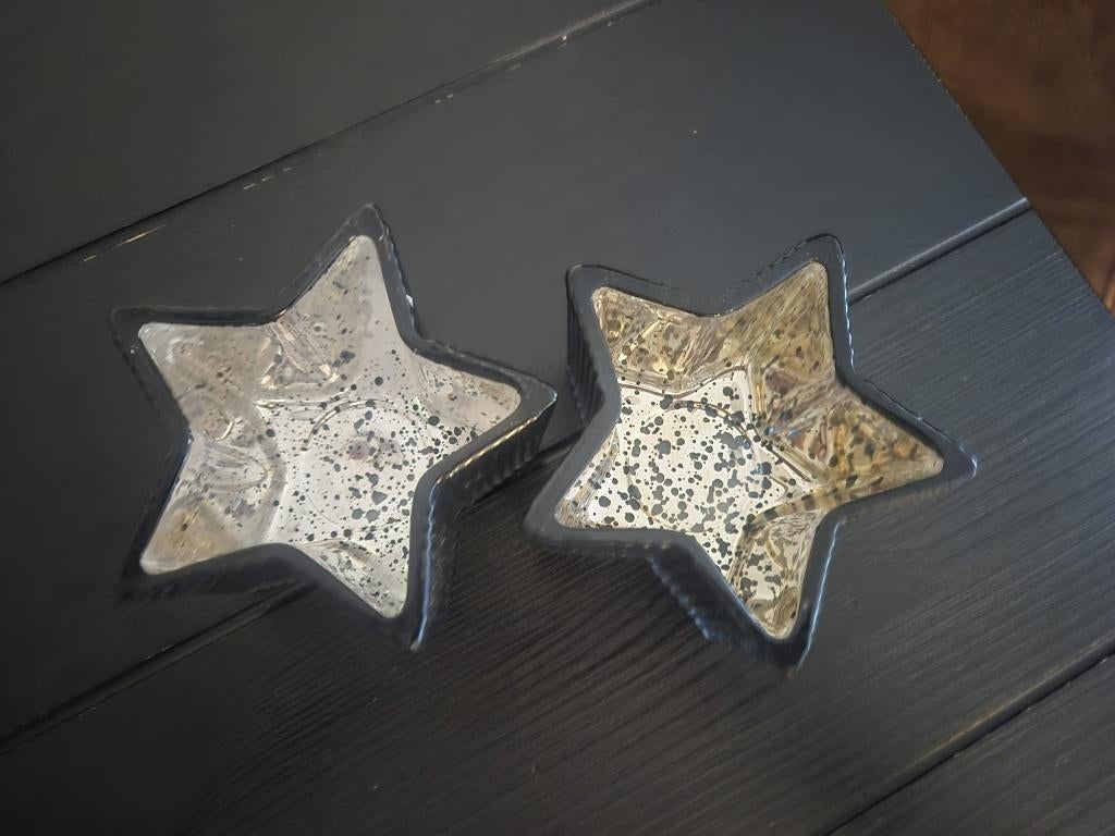 stervormige theelichten, Overige materialen, Gebruikt, Ophalen of Verzenden, Grijs