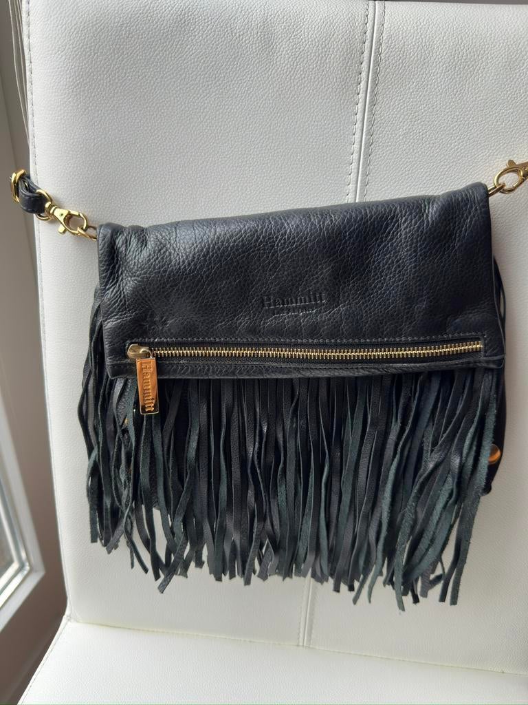 Tas Hammitt LA, leer, zwart, Sieraden, Tassen en Uiterlijk, Tassen | Damestassen, Zo goed als nieuw, Handtas, Zwart, Ophalen of Verzenden