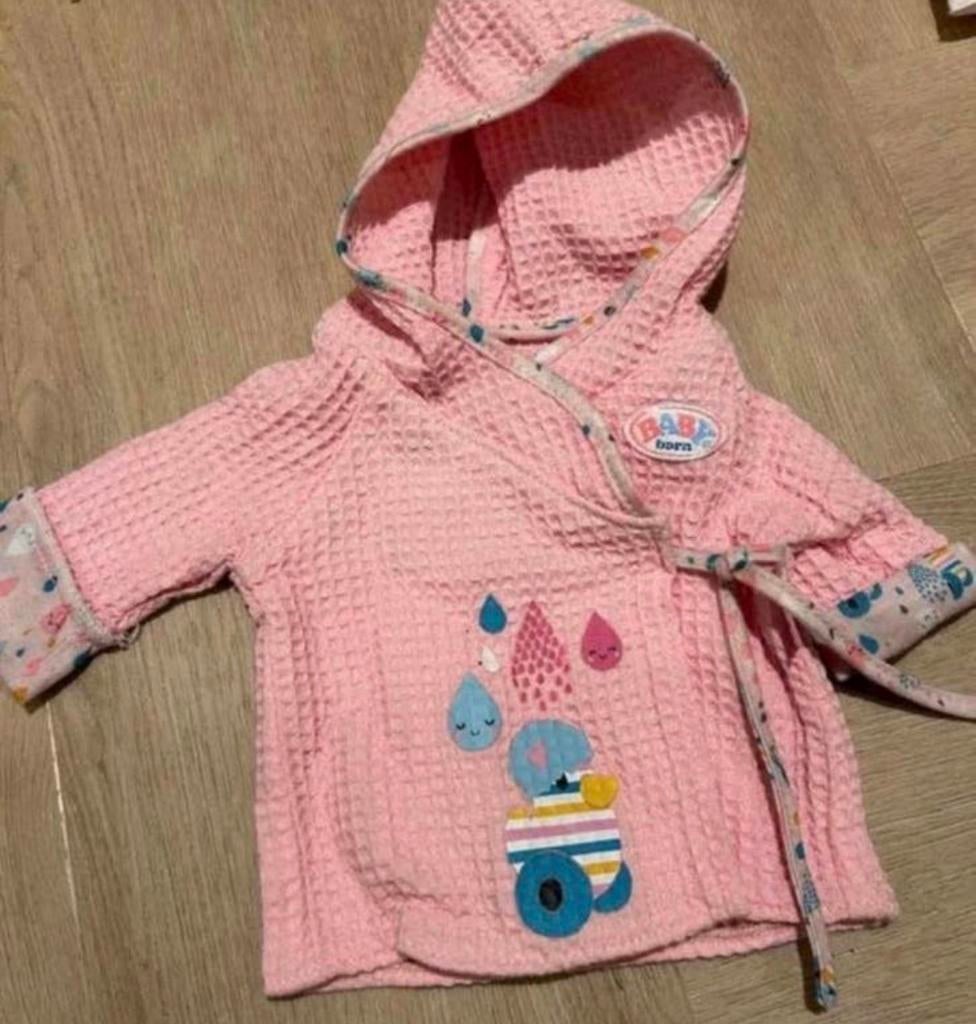 Baby Born Badjas Roze Wafelstof met Capuchon voor 43cm pop, Ophalen of Verzenden, Gebruikt, Babypop