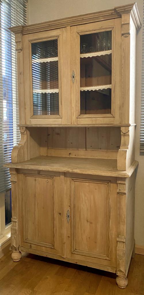 Geloogd grenen buffetkast, Ophalen, 200 cm of meer, Oud Hollands, 50 tot 75 cm