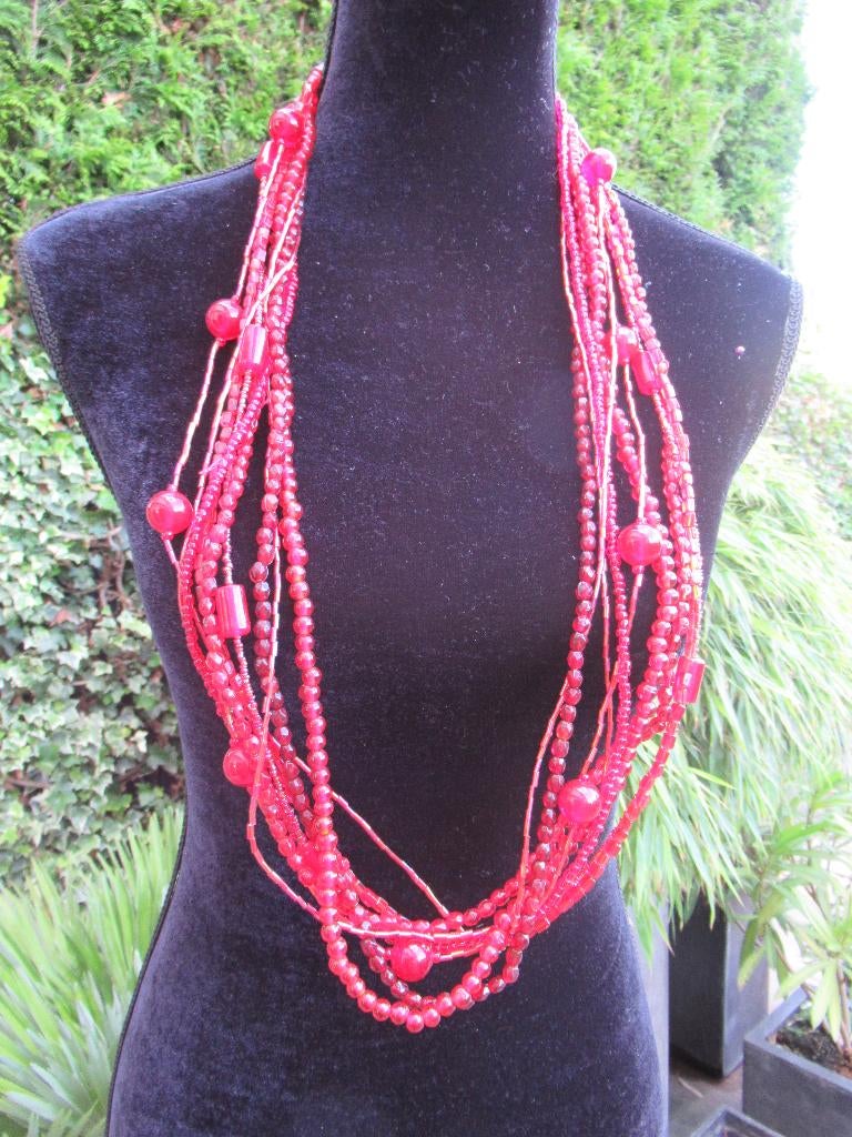 RODE KETTING met glaskralen enkel of dubbel te dragen € 25, Sieraden, Tassen en Uiterlijk, Kettingen, Ophalen of Verzenden, Nieuw