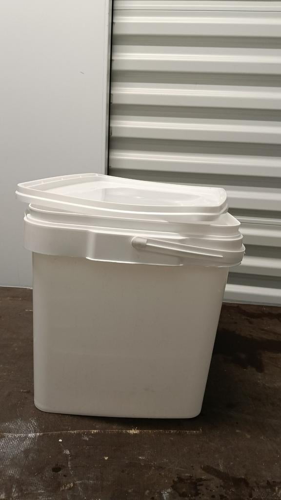 Witte plastic emmer met deksel, 20 liter, Ophalen of Verzenden