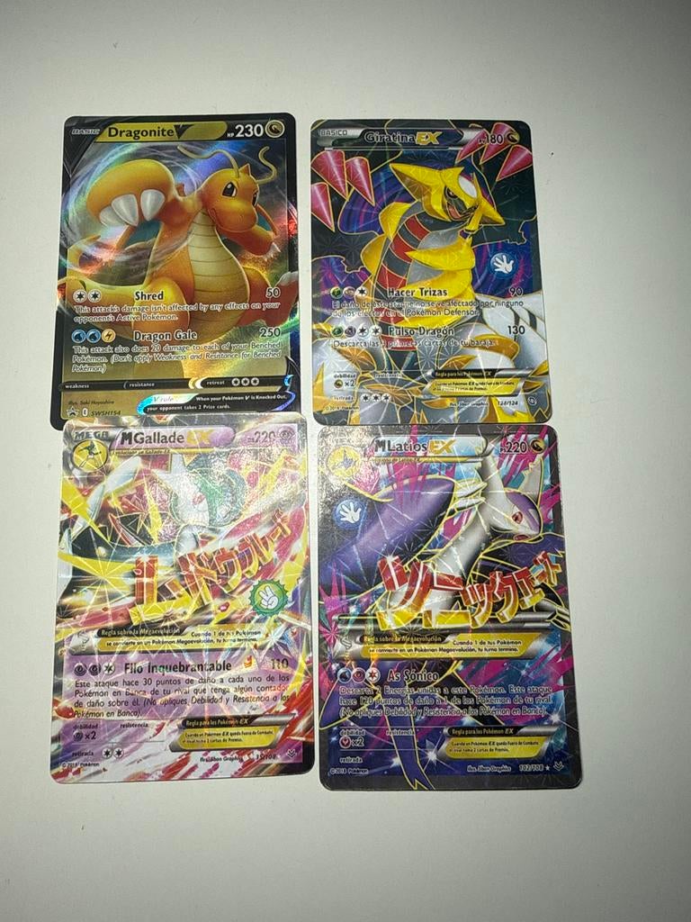 Pokémon kaarten Dragonite, Giratina, MGallade, MLatios, Verzenden, Gebruikt, Meerdere kaarten, Foil