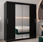 Kledingkast zwart mat met 4 lades, 150 tot 200 cm, Zo goed als nieuw, Mat zwart, 150 tot 200 cm