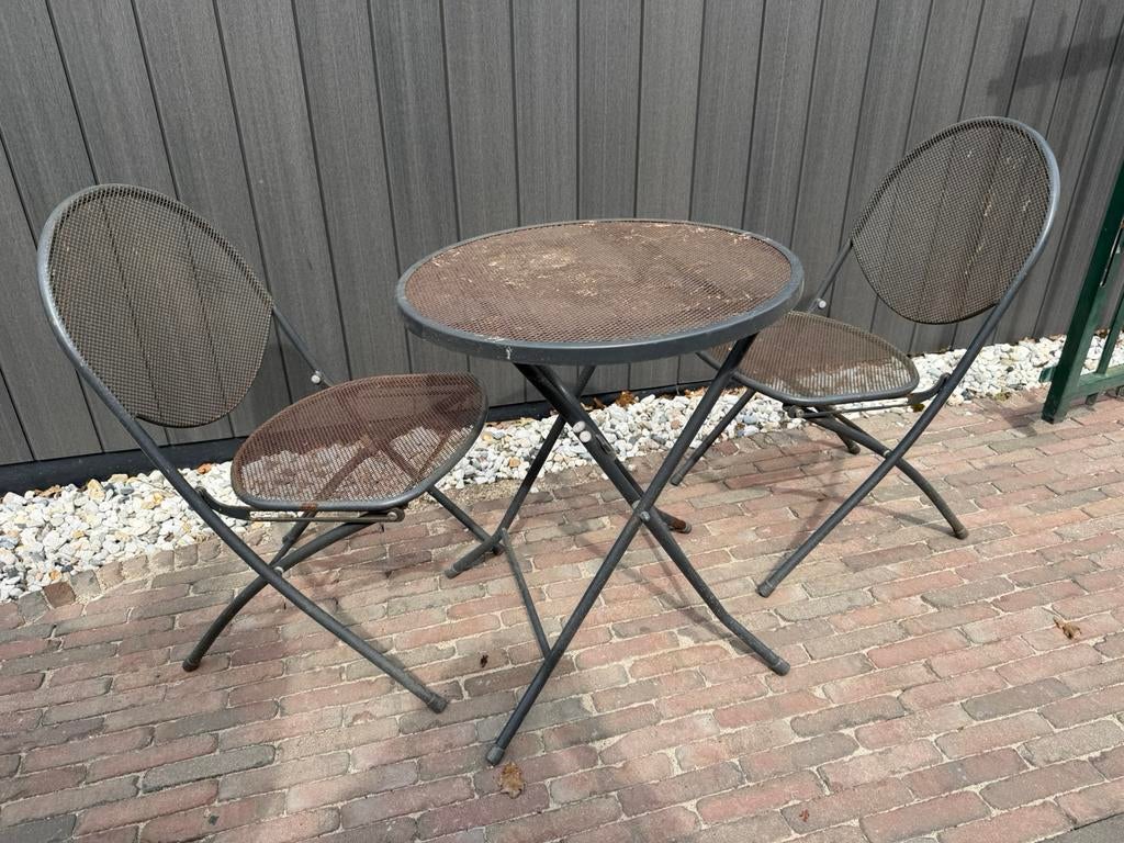 Stalen bistroset, Tuin en Terras, Tuinsets en Loungesets, Ophalen of Verzenden, Zo goed als nieuw, Overige materialen, 2 zitplaatsen