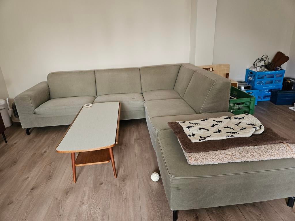 Grijze hoekbank, Huis en Inrichting, Ophalen, Gebruikt, Vierpersoons of meer